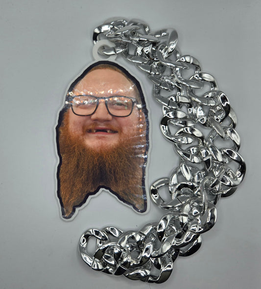 Giant Face Custom Fan Chain - Giant Logo Necklace - Sports Homerun Turnover Jumbo Oversized Chunky Swag Rally MVP Player of the Game Award 3D Printed