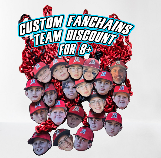 6" Custom Fan Chain - 8+ Minimum - Bulk Order/Fundraiser -  Bulk Team Discount 6" Logos Giant Logo Necklace Sports Homerun Turnover